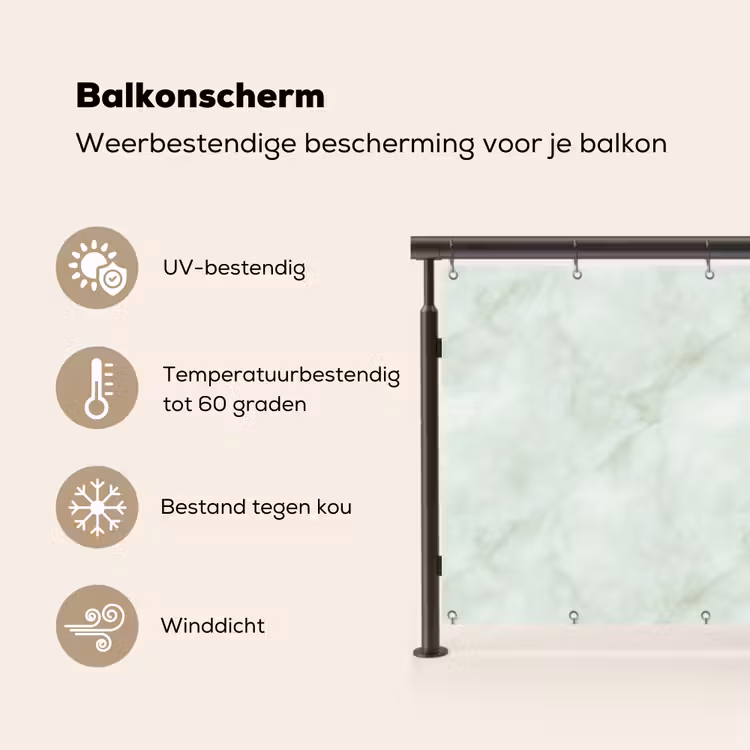 Balkonscherm - Groen - Marmer - Vloeiende aders — 3