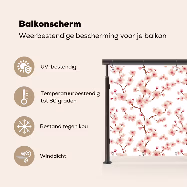 Balkonscherm - Kersenbloesem - Takken - Roze — 3