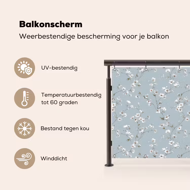 Balkonscherm - Klassiek - Bloemen - Blauw — 3