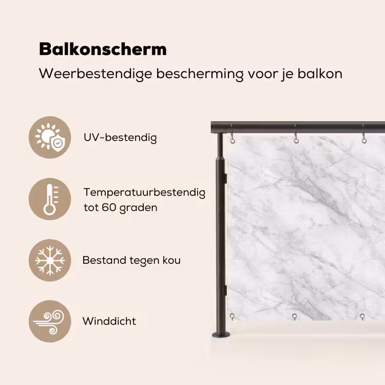 Balkonscherm - Klassiek - Marmer - Grijs — 3