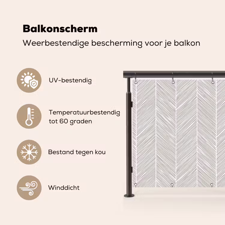 Balkonscherm - Klassiek - Visgraat - Grijs — 3