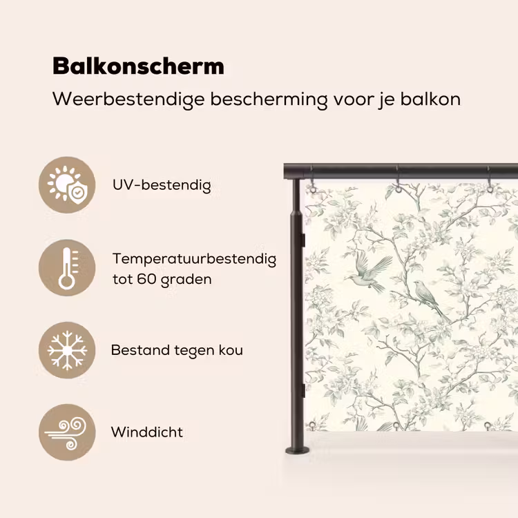 Balkonscherm - Klassiek - Vogels - Groen — 3