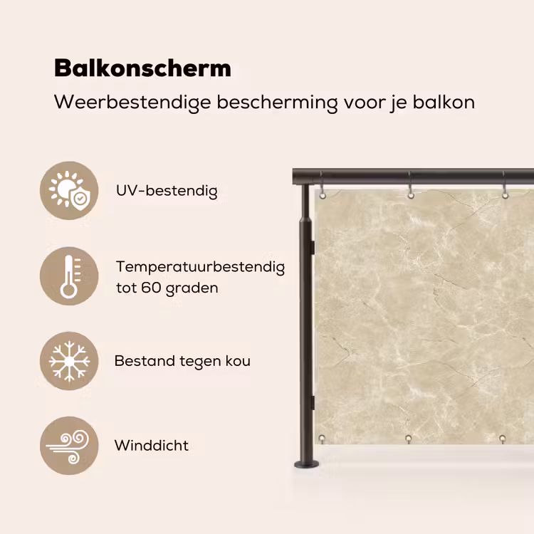 Balkonscherm - Lichtbeige - Marmer - Diffusie adering — 3