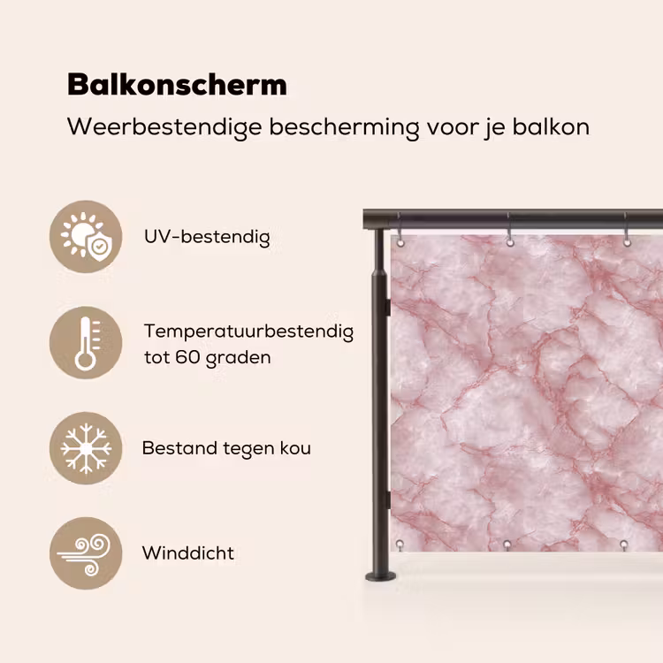 Balkonscherm - Roze - Kwartsmarmer - Aders — 3