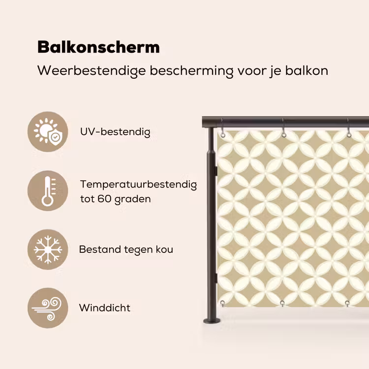 Balkonscherm - Symmetrisch - Motief - Beige — 3