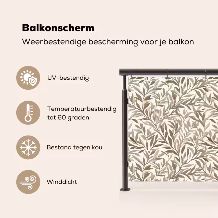 Balkonscherm - Takken - Botanisch - Taupe — 3
