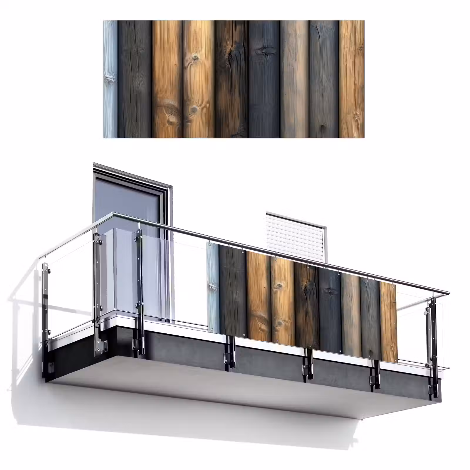 Balkonscherm - Hout - Planken - Gemengd — 1
