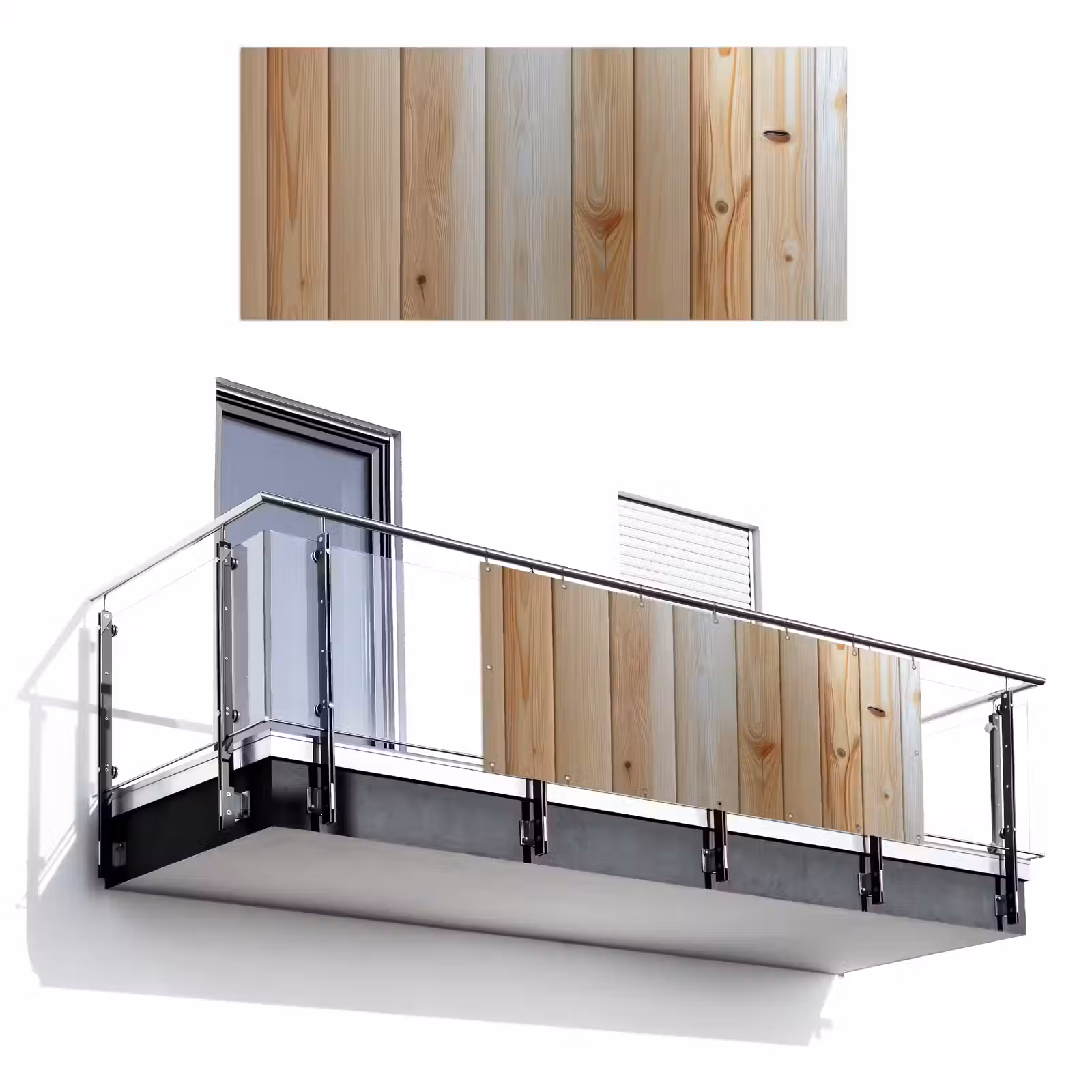 Balkonscherm - Hout - Planken - Licht — 1