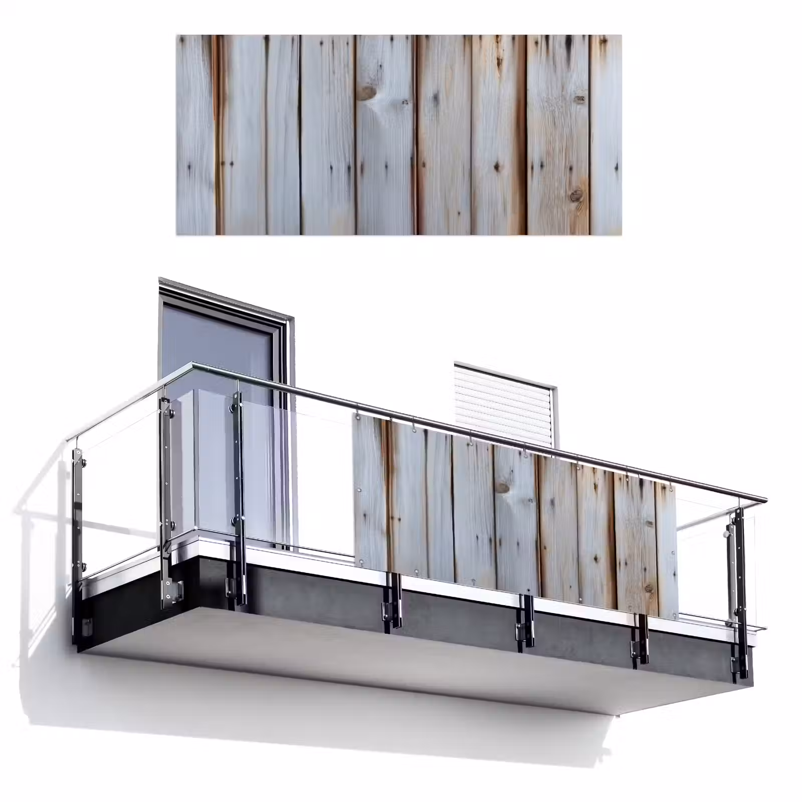 Balkonscherm - Hout - Planken - Verweerd — 1