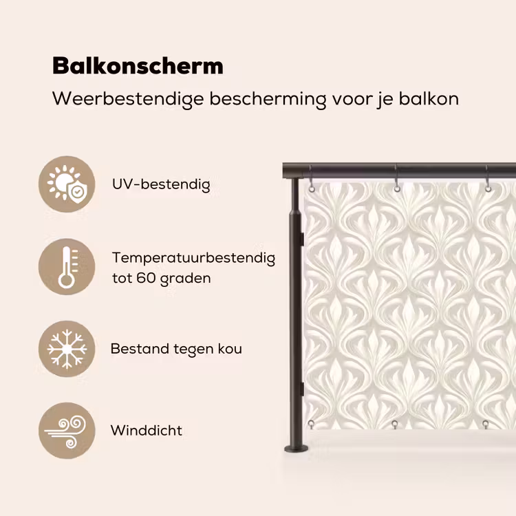 Balkonscherm - Barok - Patroon - Beige — 3