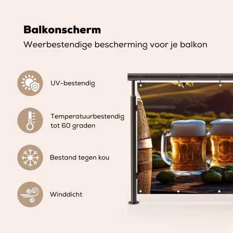 Balkonscherm - Bier - Hop - Landschap — 3