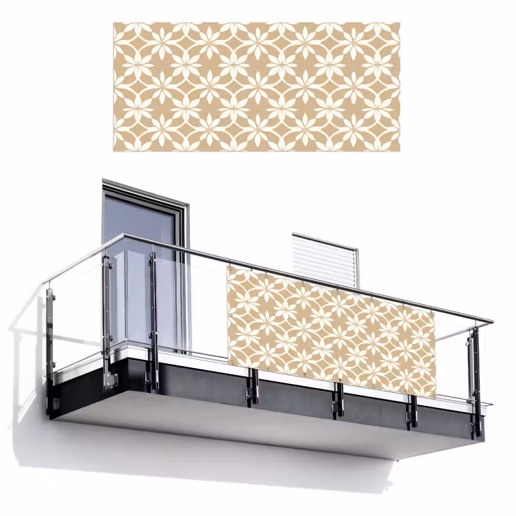 Balkonscherm - Bloemen - Patroon - Beige — 1