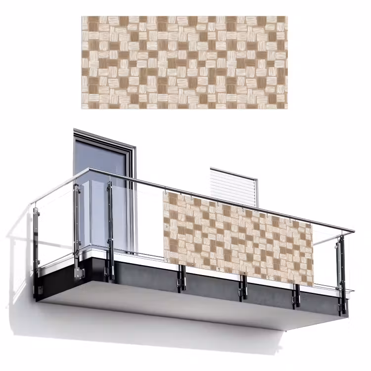 Balkonscherm - Blok - Patroon - Bruin — 1
