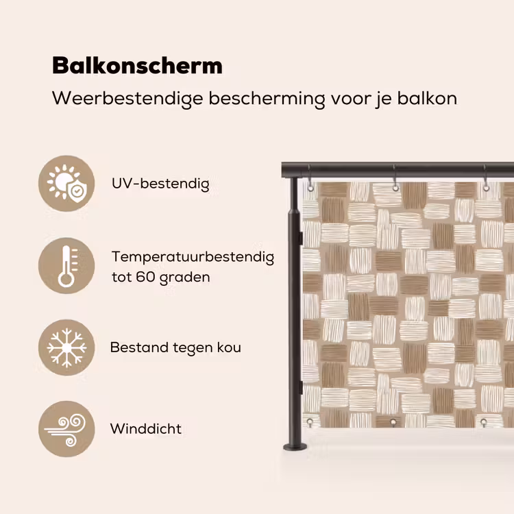 Balkonscherm - Blok - Patroon - Bruin — 3
