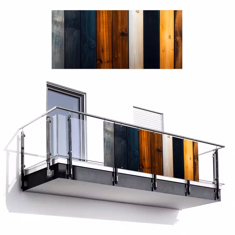 Balkonscherm - Hout - Planken - Donker - Warm — 1