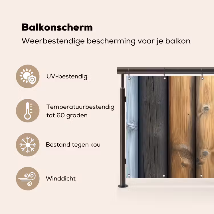 Balkonscherm - Hout - Planken - Gemengd — 3