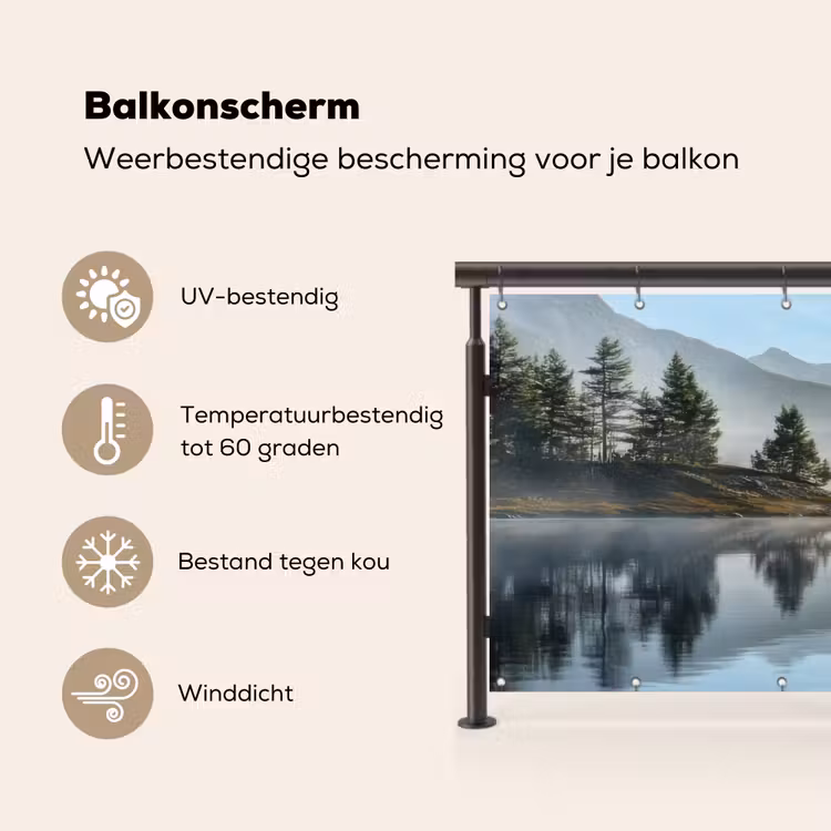 Balkonscherm - Meer - Mist - Bergen - Landschap — 3