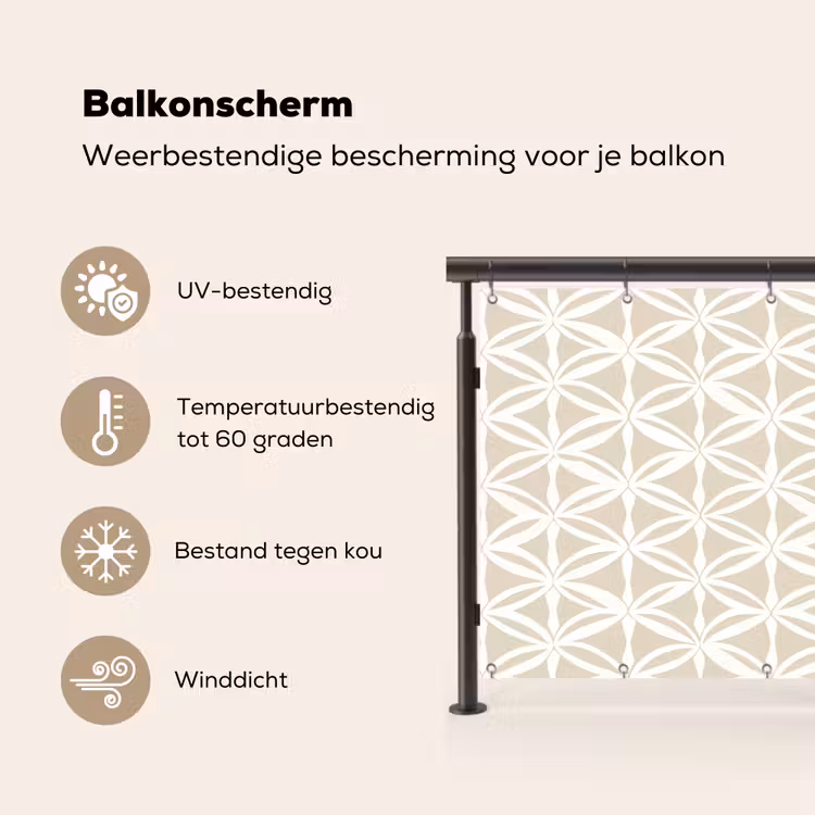 Balkonscherm - Motief - Modern - Beige — 3