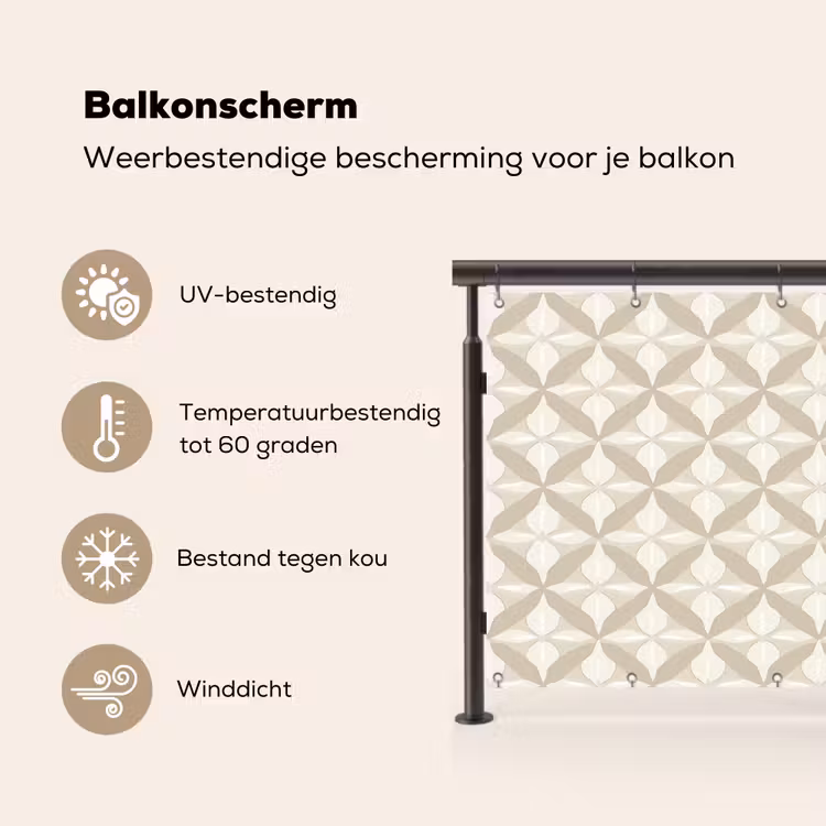 Balkonscherm - Patroon - Klassiek - Beige — 3