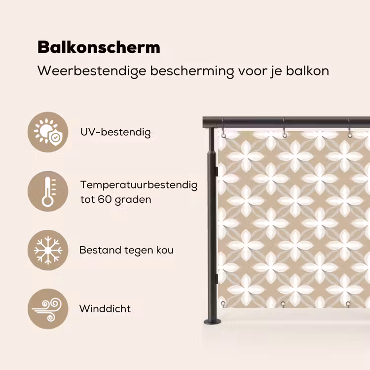 Balkonscherm - Patroon - Symmetrisch - Beige — 3