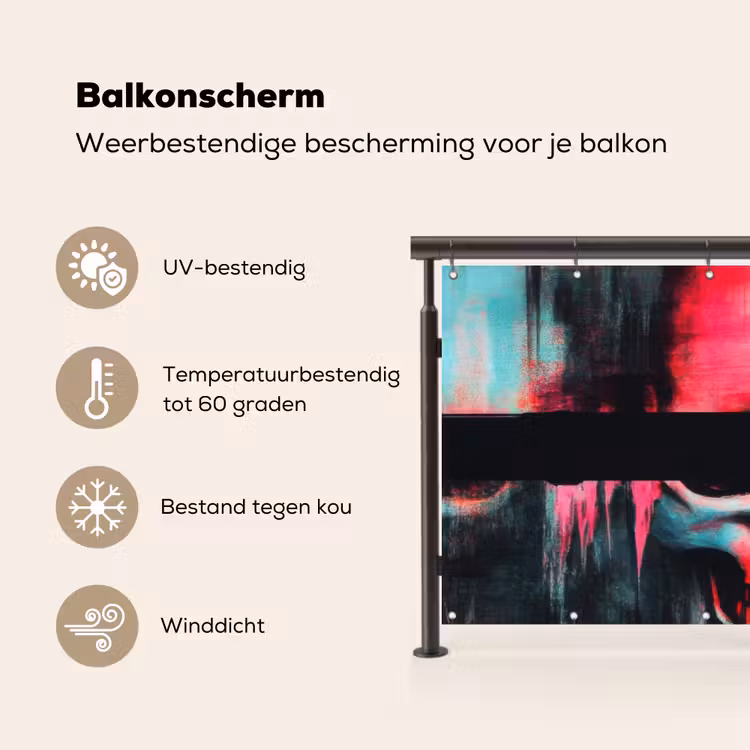 Balkonscherm - Schedels - Glitch - Cyberpunk — 3