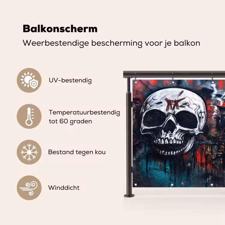 Balkonscherm - Schedels - Graffiti - Abstract — 3
