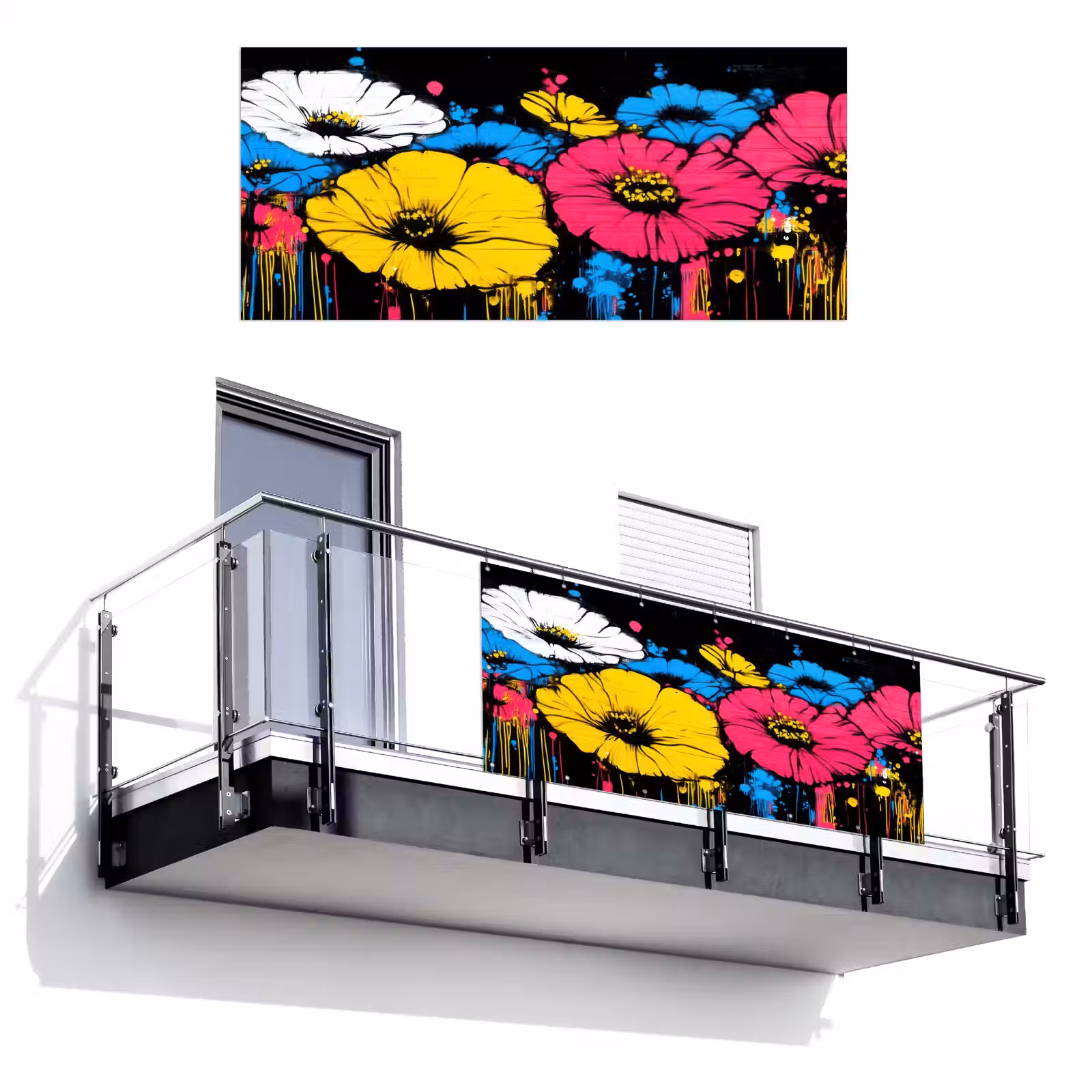 Balkonscherm - Graffiti - Bloemen - Kleur — 1