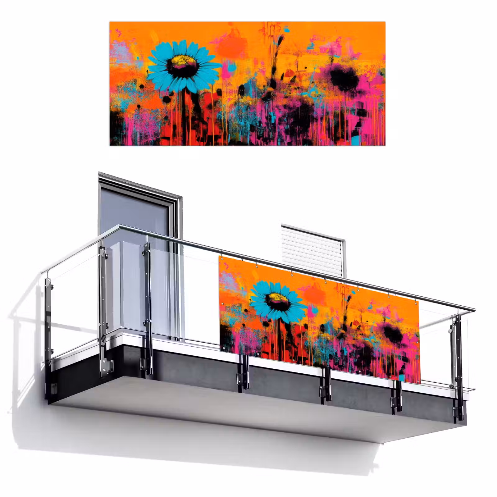 Balkonscherm - Zonnebloemen - Abstract - Oranje — 1