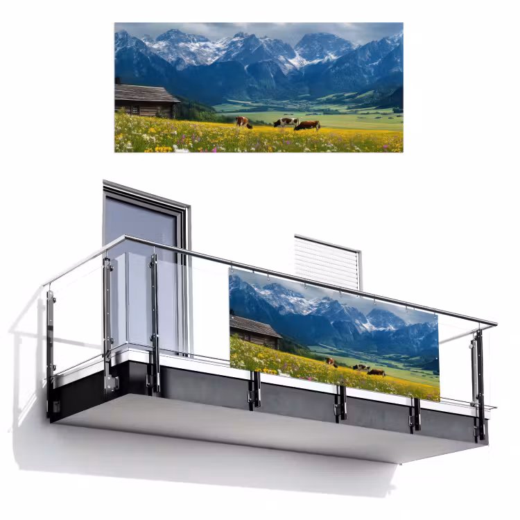 Balkonscherm - Alpen - Weide - Bergen - Koeien — 1