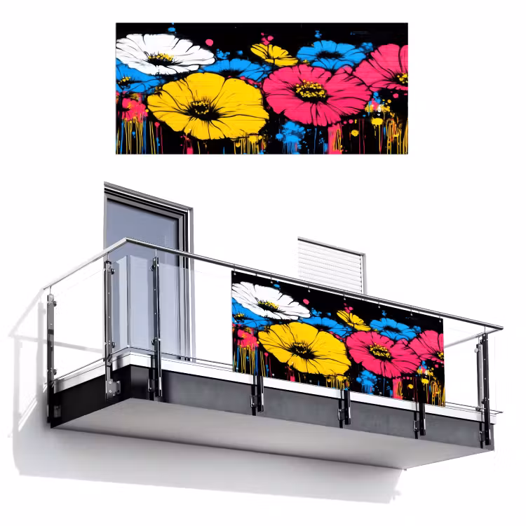 Balkonscherm - Graffiti - Bloemen - Kleur — 1