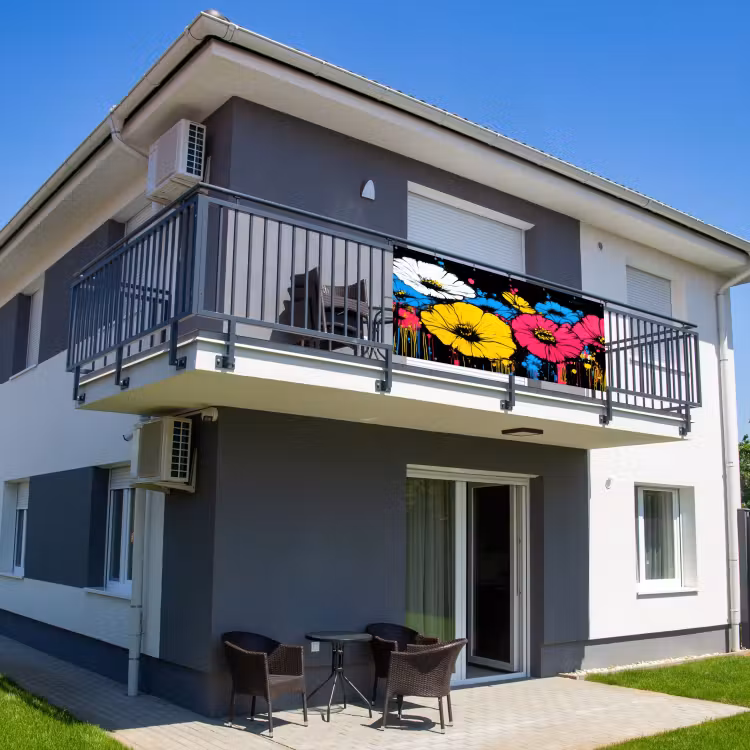 Balkonscherm - Graffiti - Bloemen - Kleur — 2