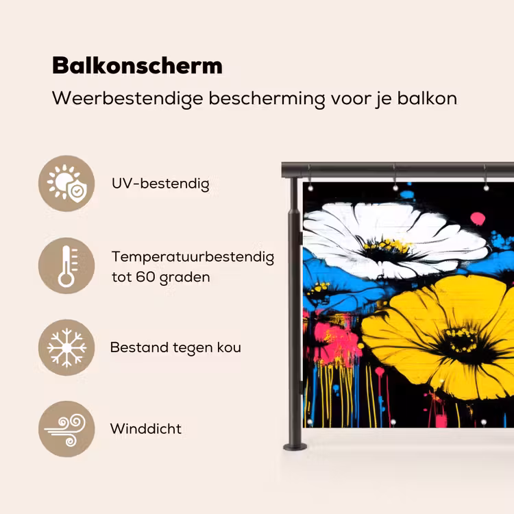 Balkonscherm - Graffiti - Bloemen - Kleur — 3