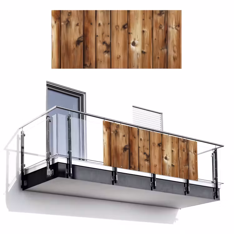 Balkonscherm - Hout - Planken - Bruin — 1