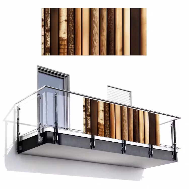 Balkonscherm - Hout - Planken - Natuurlijk — 1