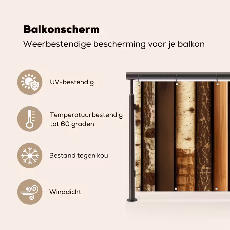 Balkonscherm - Hout - Planken - Natuurlijk — 3
