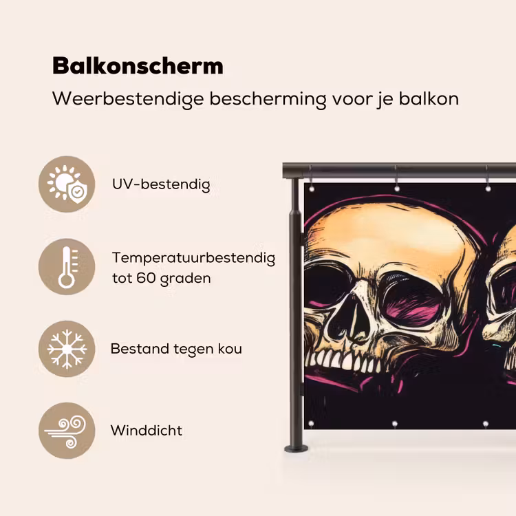 Balkonscherm - Schedels - Graffiti - Neon — 3