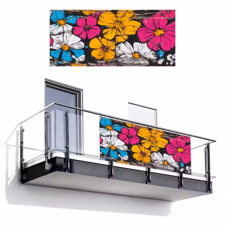 Balkonscherm - Street Art - Bloemen - Mix — 1
