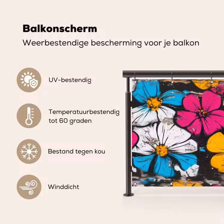 Balkonscherm - Street Art - Bloemen - Mix — 3