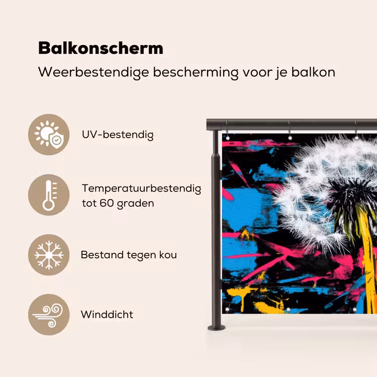 Balkonscherm - Street Art - Kleurrijk - Muur — 3