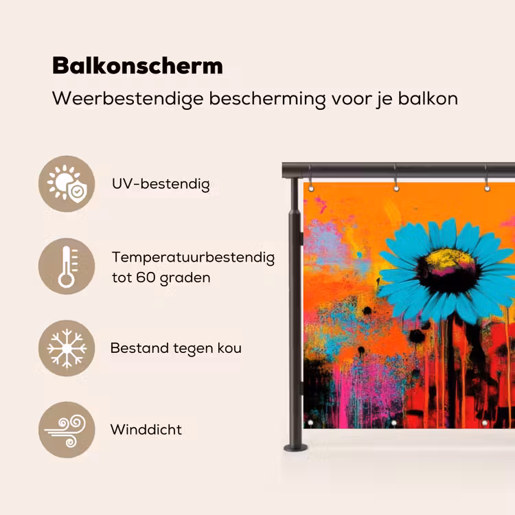 Balkonscherm - Zonnebloemen - Abstract - Oranje — 3