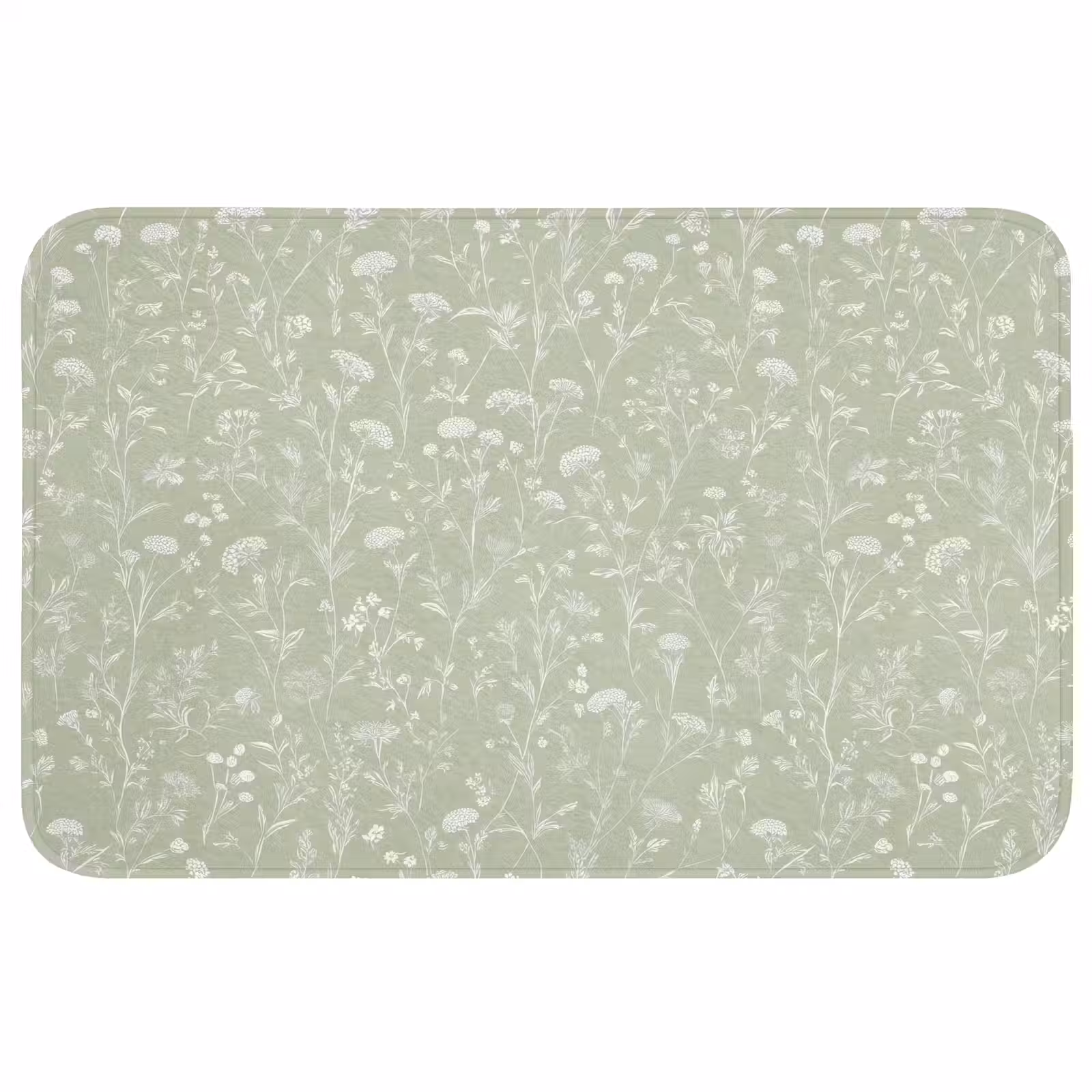 Badmat - Bloemen - Patroon - Groen — 1