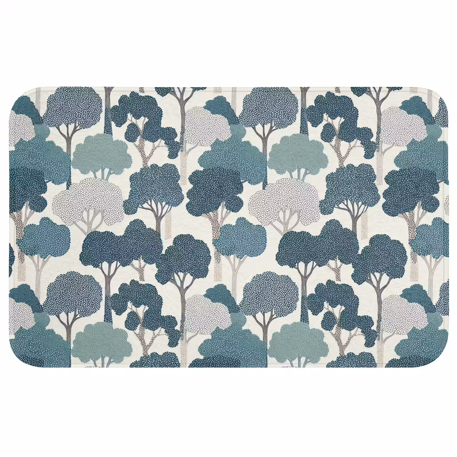 Badmat - Modern - Bomen - Bos - Patroon - Blauw — 1