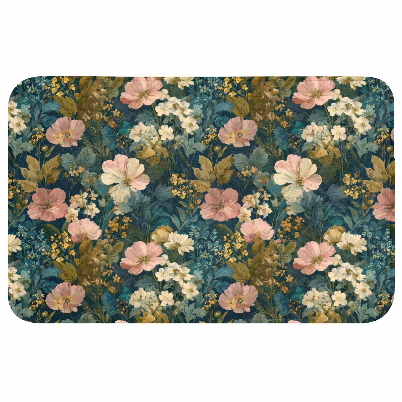 Badmat - Wilde bloemen - Botanisch - Patroon - Roze - Romantisch — 1