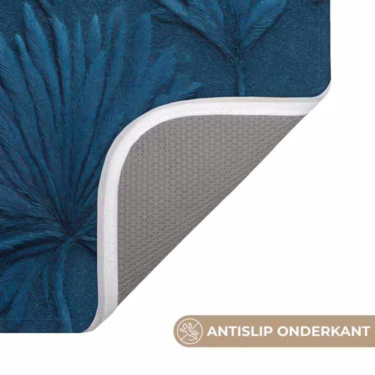 Badmat - Bladeren - Reliëf - Patroon - Oceaanblauw - Modern — 3