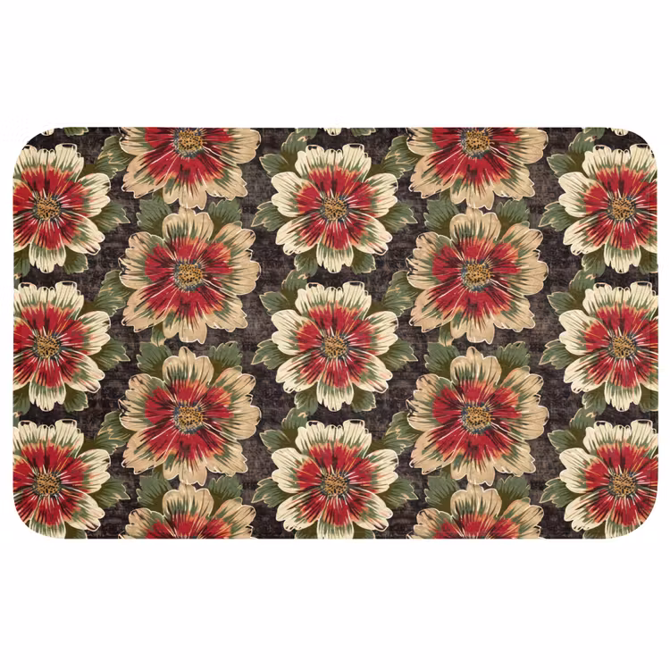 Badmat - Bloemen - Klassiek - Patroon - Rood — 1