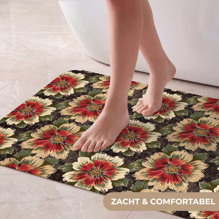 Badmat - Bloemen - Klassiek - Patroon - Rood — 5