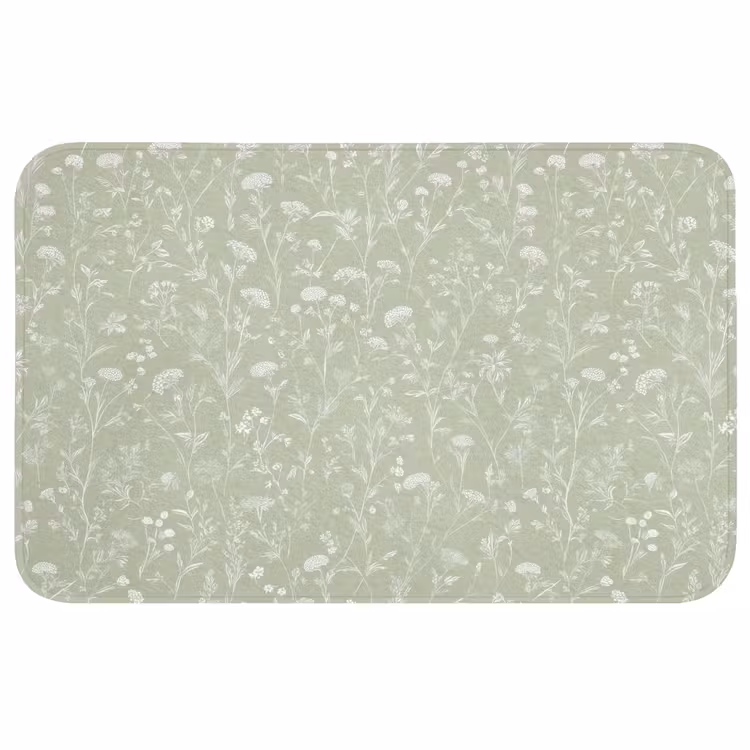 Badmat - Bloemen - Patroon - Groen — 1