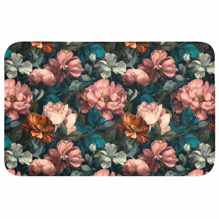 Badmat - Bloemen - Schilderachtig - Patroon - Roze — 1