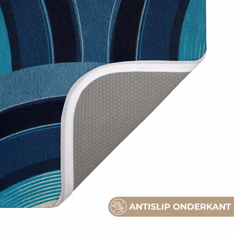 Badmat - Bogen - Geometrisch - Patroon - Blauw - Retro — 3