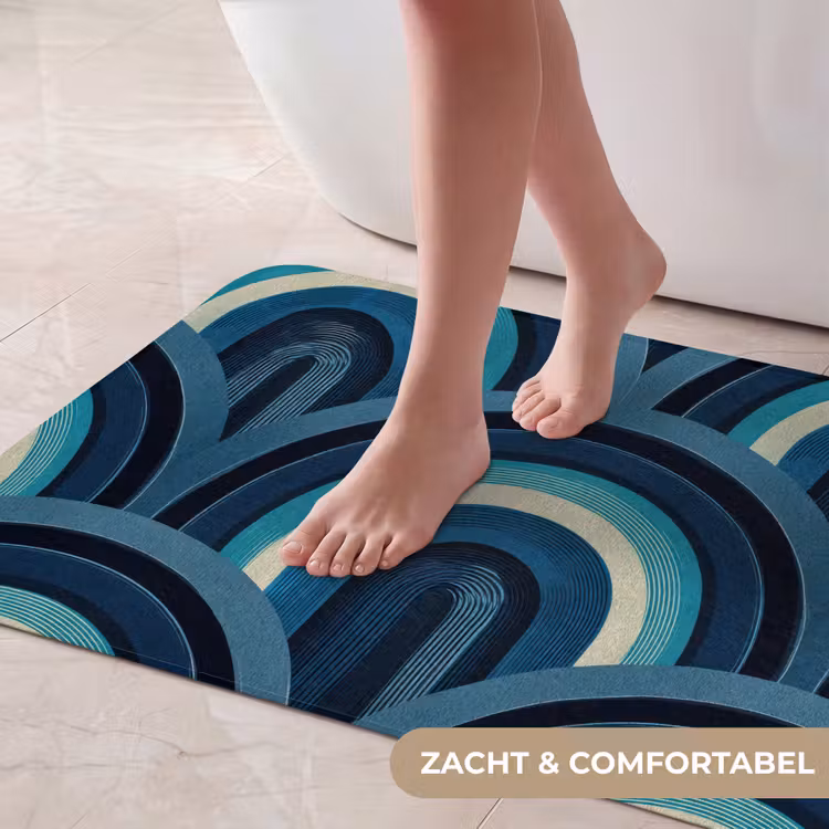 Badmat - Bogen - Geometrisch - Patroon - Blauw - Retro — 5